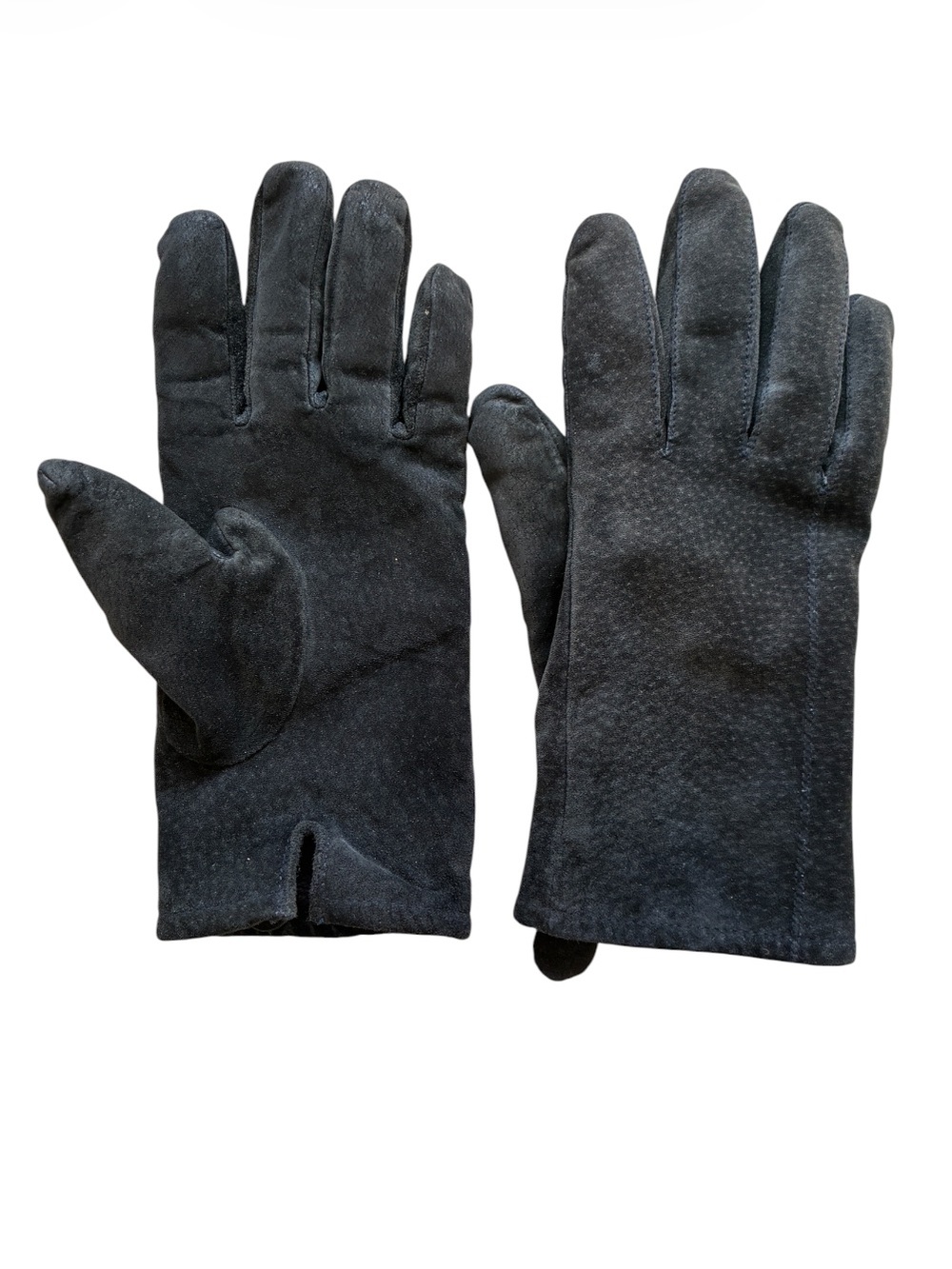 Women's Grey Genuine Suede Leather Gloves Fleece Lined Size Large Fit S/M